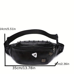Punk Style Studded Decor Fanny Pack Halloween Skull Ghost Waist Bag