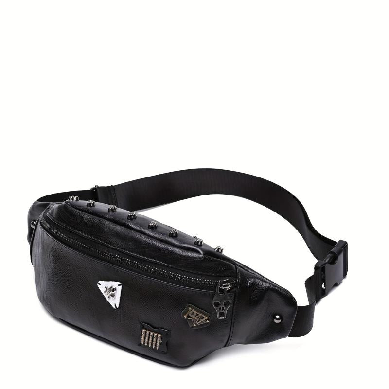 Punk Style Studded Decor Fanny Pack Halloween Skull Ghost Waist Bag