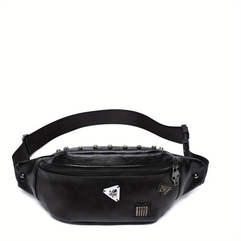 Punk Style Studded Decor Fanny Pack Halloween Skull Ghost Waist Bag