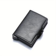 Men's Business PU Leather Aluminum Pop Up Card Holder Money Clip