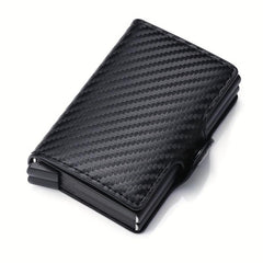 Men's Business PU Leather Aluminum Pop Up Card Holder Money Clip