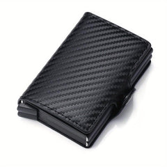 Men's Business PU Leather Aluminum Pop Up Card Holder Money Clip