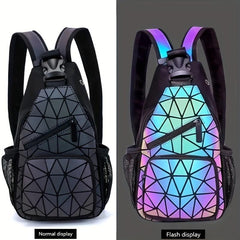 Luminous Geometric Backpack PU Leather Lightweight Sling Bag