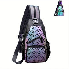 Luminous Geometric Backpack PU Leather Lightweight Sling Bag