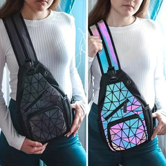 Luminous Geometric Backpack PU Leather Lightweight Sling Bag