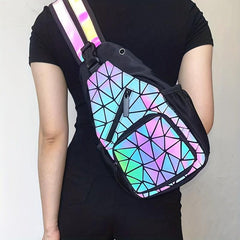 Luminous Geometric Backpack PU Leather Lightweight Sling Bag