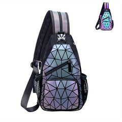 Luminous Geometric Backpack PU Leather Lightweight Sling Bag