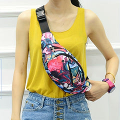 Graffiti Pattern Chest Bag Crossbody Zipper Waist Bag