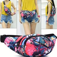 Graffiti Pattern Chest Bag Crossbody Zipper Waist Bag