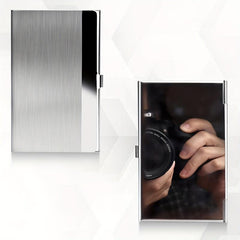 Slim Business Card Holder Stainless Steel Metal Fits 18 Cards
