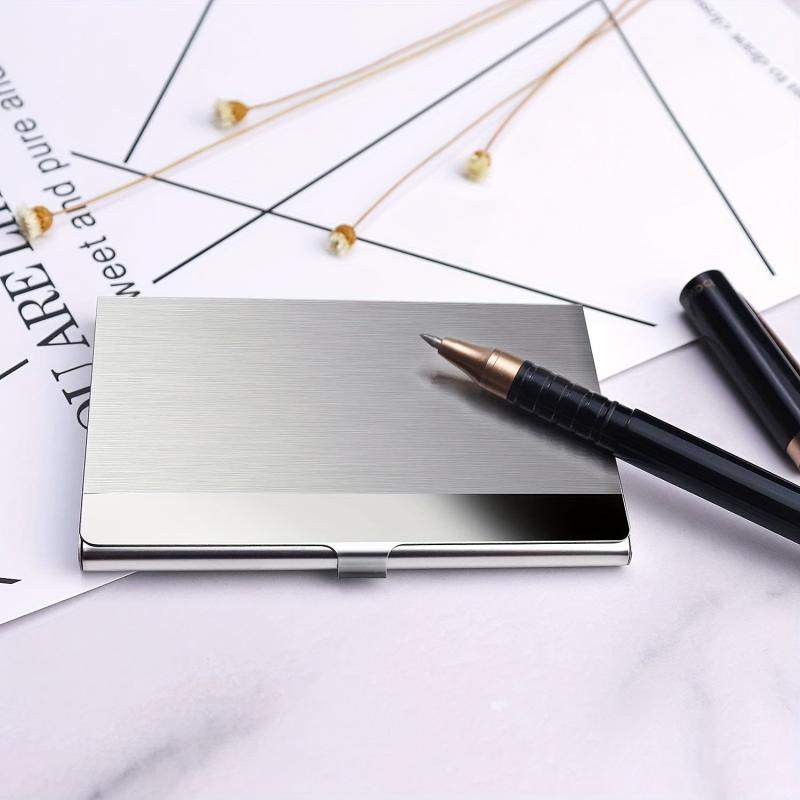 Slim Business Card Holder Stainless Steel Metal Fits 18 Cards