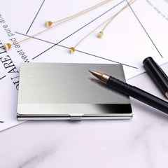 Slim Business Card Holder Stainless Steel Metal Fits 18 Cards
