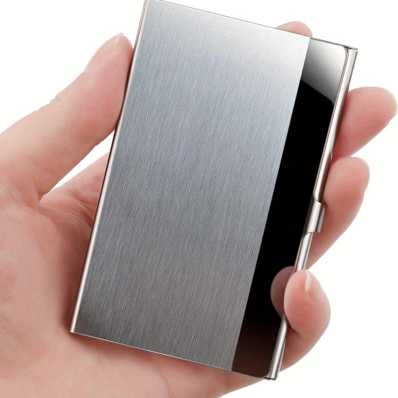 Slim Business Card Holder Stainless Steel Metal Fits 18 Cards