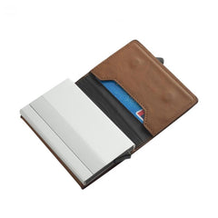 RFID Blocking Card Holder Auto Pop-up Money Clip Zipper Coin Purse
