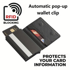 RFID Blocking Card Holder Auto Pop-up Money Clip Zipper Coin Purse