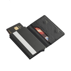 RFID Blocking Card Holder Auto Pop-up Money Clip Zipper Coin Purse