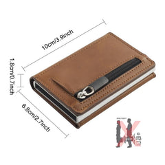 RFID Blocking Card Holder Auto Pop-up Money Clip Zipper Coin Purse