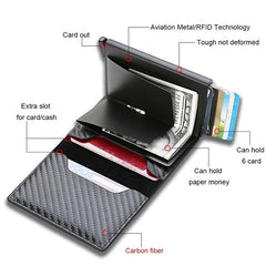 Men's Carbon Fiber RFID Trifold Wallet