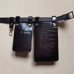 2pcs Mini Crocodile Pattern Waist Bag PU Leather Fanny Pack