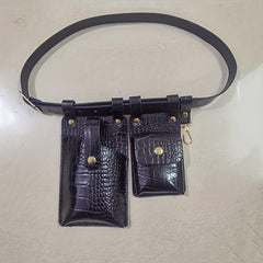2pcs Mini Crocodile Pattern Waist Bag PU Leather Fanny Pack