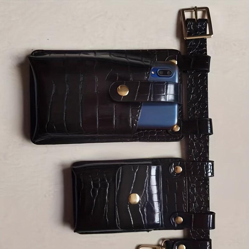 2pcs Mini Crocodile Pattern Waist Bag PU Leather Fanny Pack