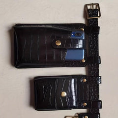 2pcs Mini Crocodile Pattern Waist Bag PU Leather Fanny Pack
