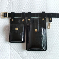 2pcs Mini Crocodile Pattern Waist Bag PU Leather Fanny Pack