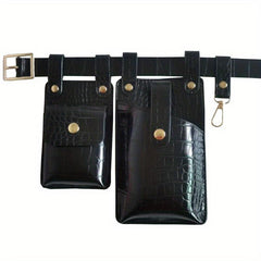 2pcs Mini Crocodile Pattern Waist Bag PU Leather Fanny Pack
