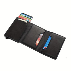 Men's RFID Blocking Card Case Aluminum Alloy Automatic Pop Up Credit Card Holder