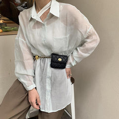 Classic Quilted Crossbody Bag with Metal Chain Waist Bag