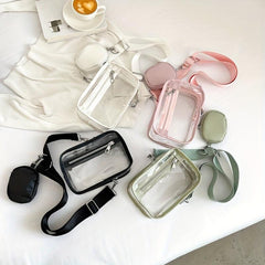 Transparent PVC Mini Crossbody Bag Adjustable Strap Waterproof Chest Bag