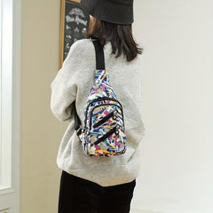 Printed Crossbody Bag Nylon Chest Purse