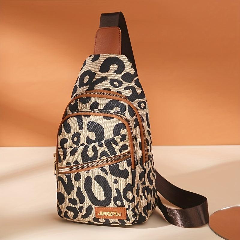 Leopard Print Chest Bag PU Sling Bag Women's Casual Crossbody Bag