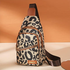 Leopard Print Chest Bag PU Sling Bag Women's Casual Crossbody Bag