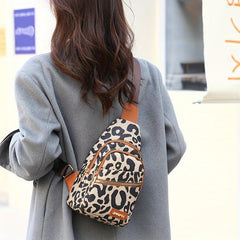 Leopard Print Chest Bag PU Sling Bag Women's Casual Crossbody Bag