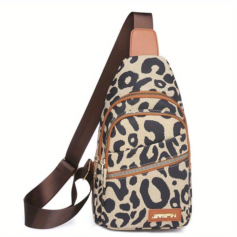 Leopard Print Chest Bag PU Sling Bag Women's Casual Crossbody Bag