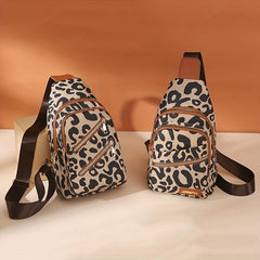 Leopard Print Chest Bag PU Sling Bag Women's Casual Crossbody Bag