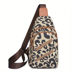 Leopard Print Chest Bag PU Sling Bag Women's Casual Crossbody Bag