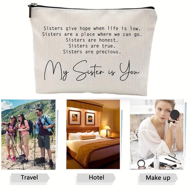Sister Gift Makeup Bag Linen Case Toiletry Bag Birthday Gift For Her