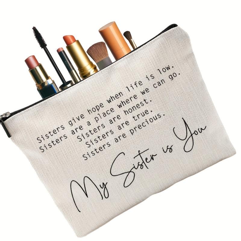 Sister Gift Makeup Bag Linen Case Toiletry Bag Birthday Gift For Her