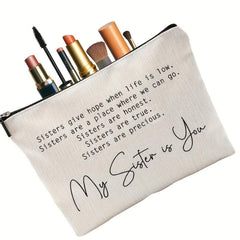 Sister Gift Makeup Bag Linen Case Toiletry Bag Birthday Gift For Her