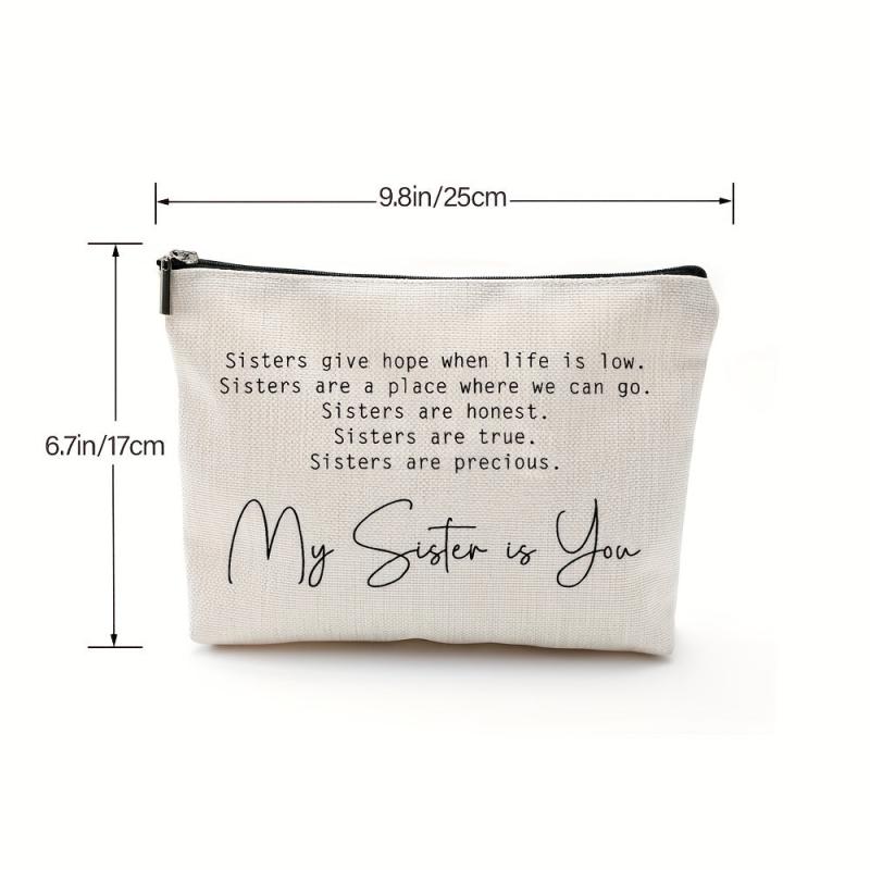 Sister Gift Makeup Bag Linen Case Toiletry Bag Birthday Gift For Her