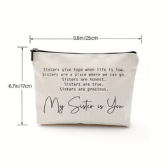 Sister Gift Makeup Bag Linen Case Toiletry Bag Birthday Gift For Her