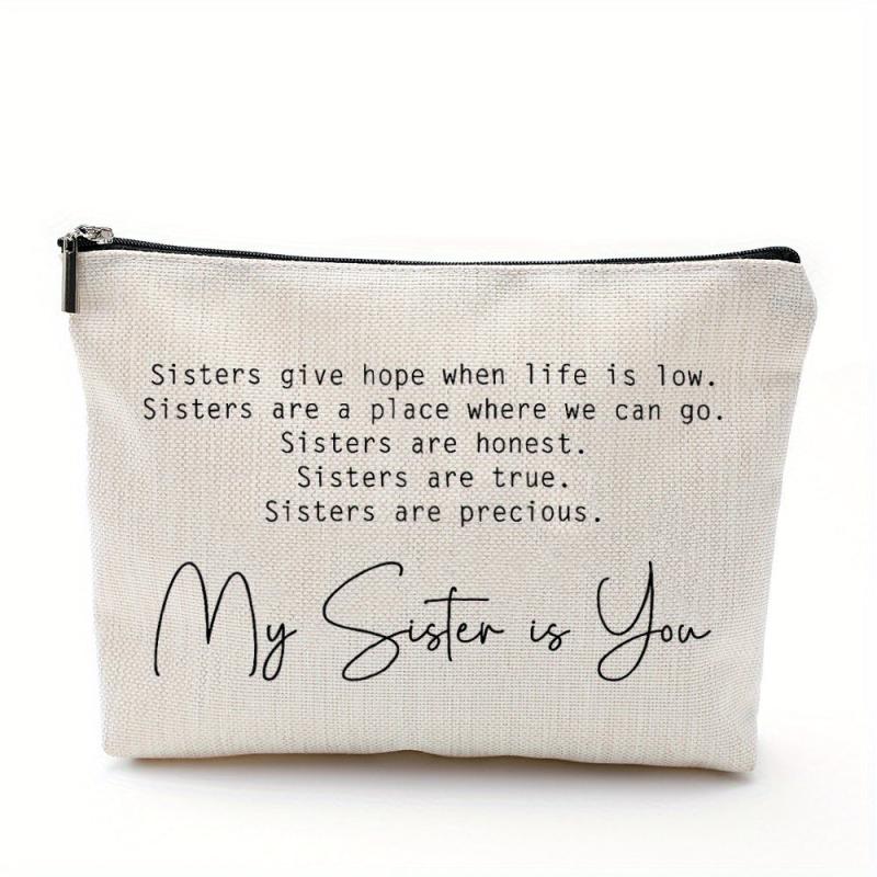 Sister Gift Makeup Bag Linen Case Toiletry Bag Birthday Gift For Her