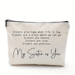 Sister Gift Makeup Bag Linen Case Toiletry Bag Birthday Gift For Her