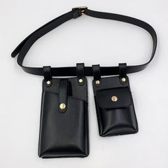 Faux Leather Belt Bag with Multiple Pockets for Women