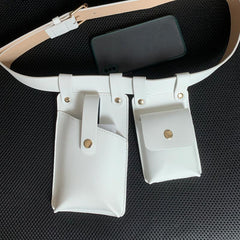 Faux Leather Belt Bag with Multiple Pockets for Women