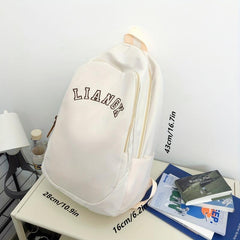 Preppy Style Letter Embroidery Backpack Casual Nylon Travel School Bag