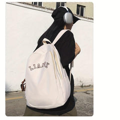Preppy Style Letter Embroidery Backpack Casual Nylon Travel School Bag