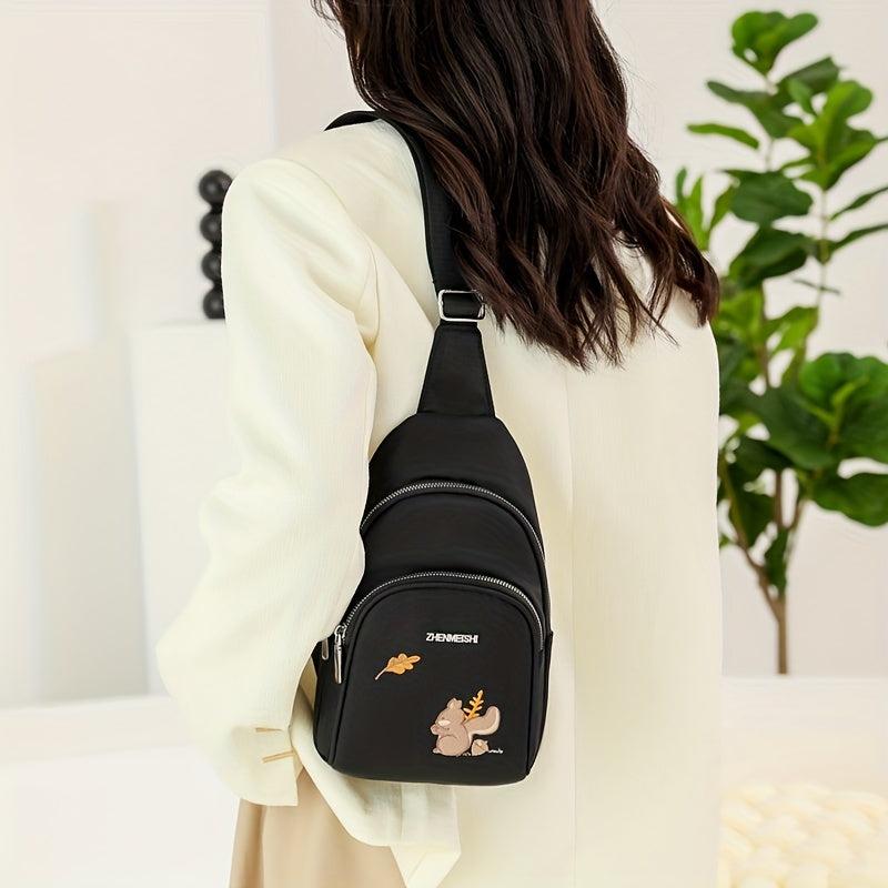 Squirrel Animal Pattern Chest Bag Embroidery Sling Bag